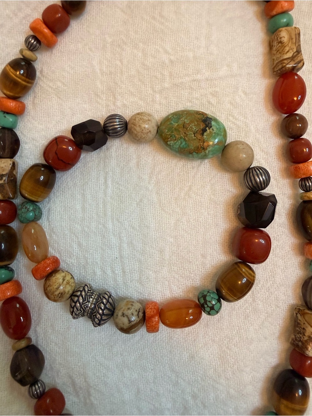 Carolyn Pollack Multicolor Gemstone Necklace with Turquoise & Coral Hues